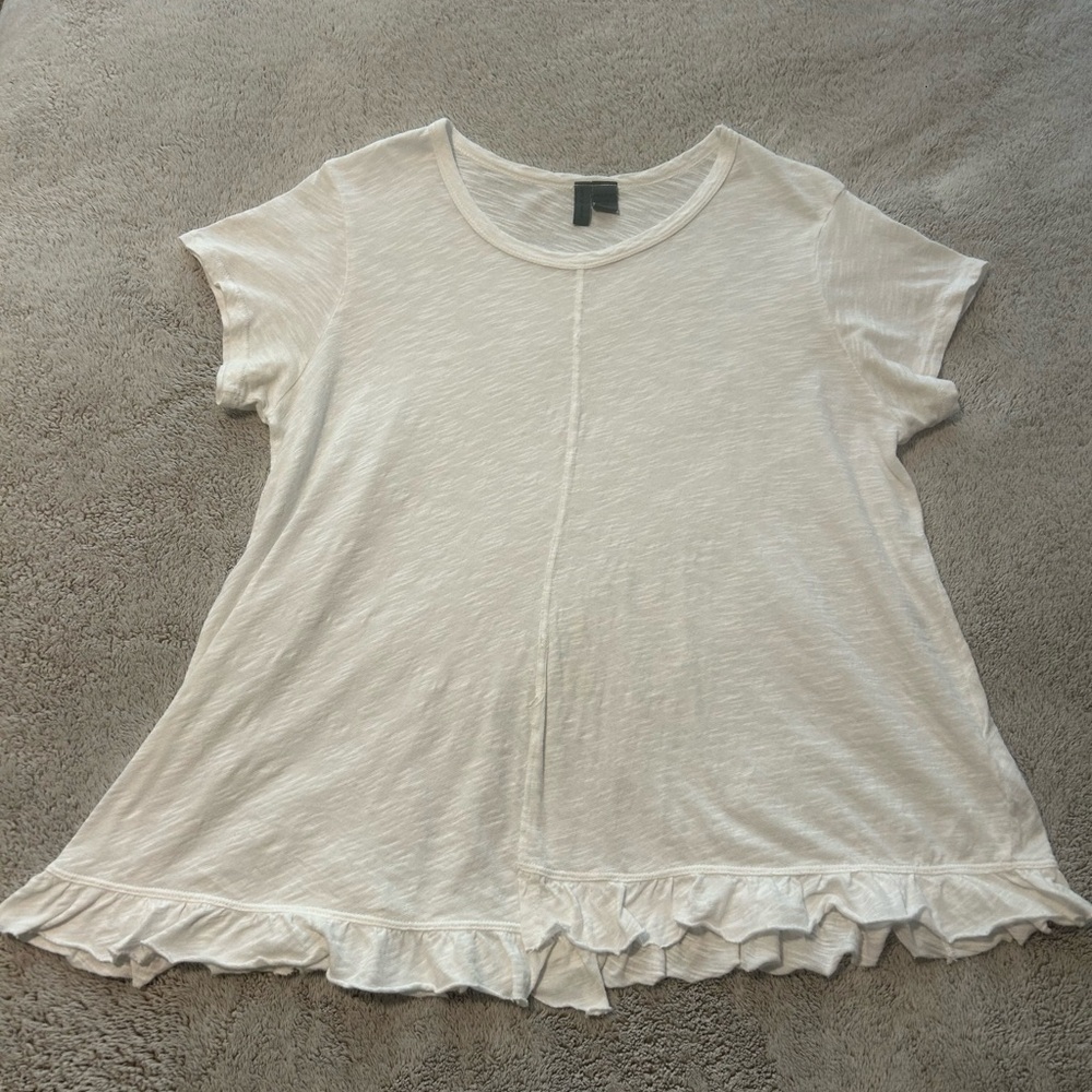 Women's Cream Ruffle Hem Top